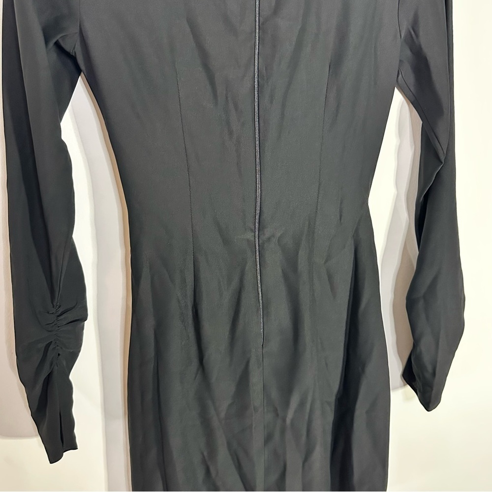 ASOS DESIGN Black Ruched Draped Long Sleeve Mini Dress Party Holiday Size 4 - Picture 10 of 11
